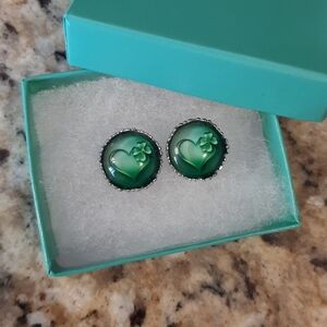 Green Heart St Patricks Stud Earrings